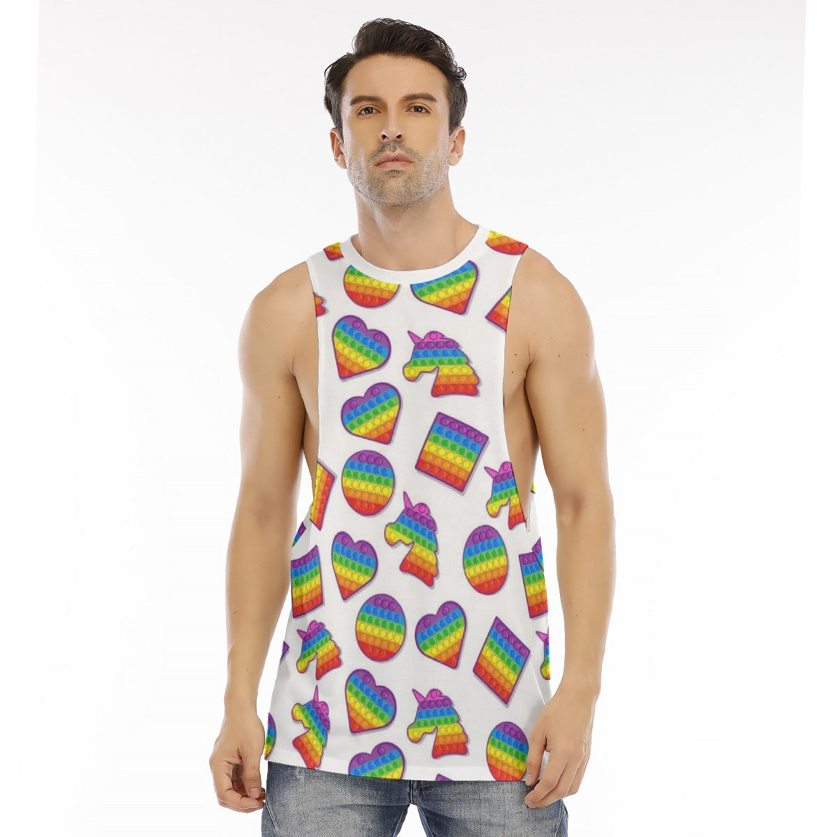 All-Over Print Men's O-neck Long Tank Top
