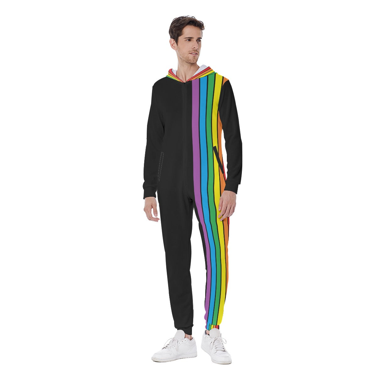 All-Over Print Men's Hooded Jumpsuit