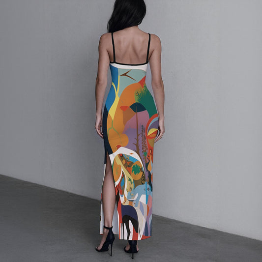 All-Over Print Women's Long Dress with Slit