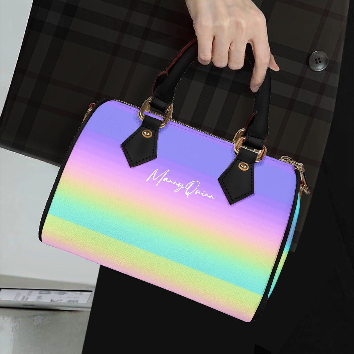 Classic Barrel-Shaped PU Leather Handbag