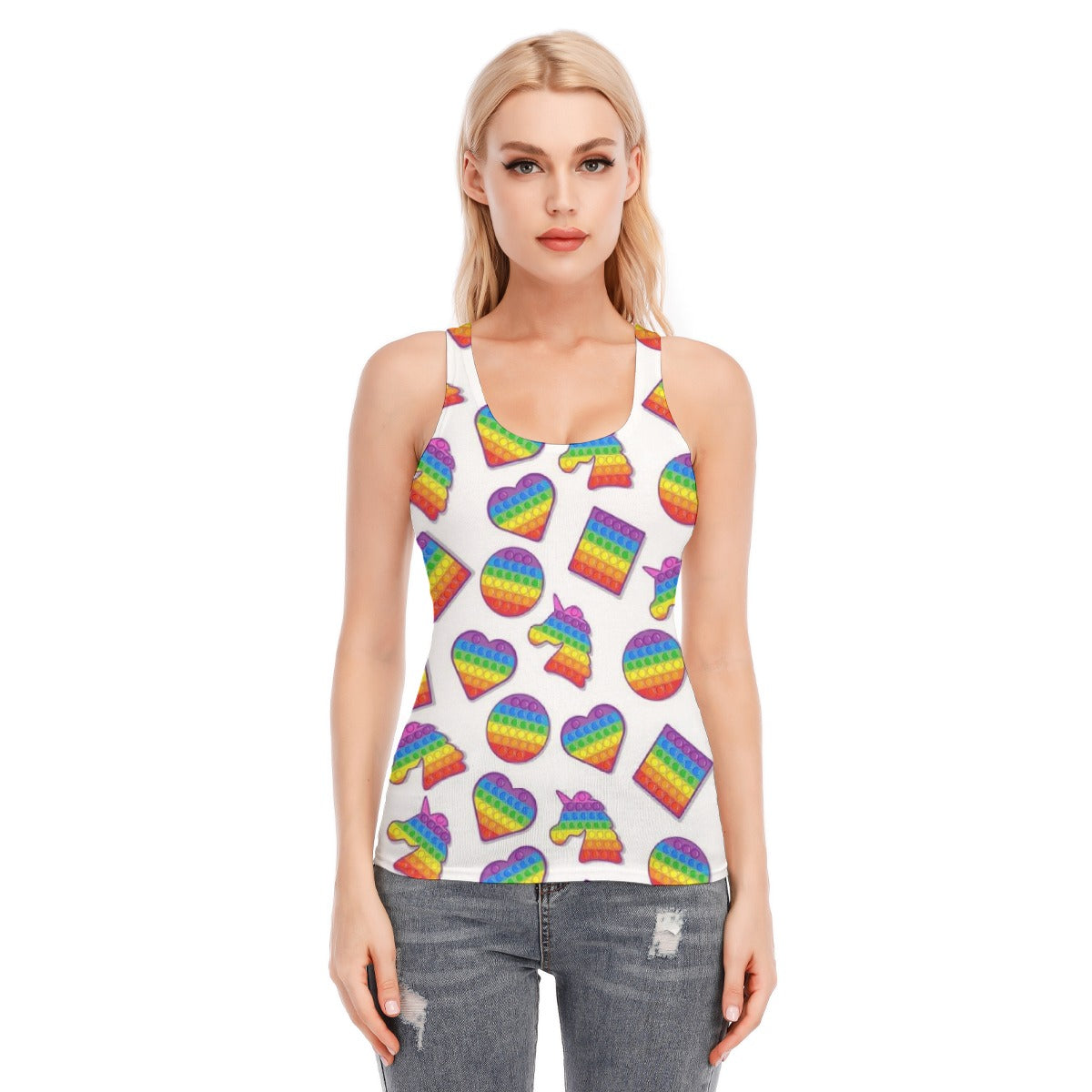 All-Over Print Women's Racer Vest | 190GSM Cotton
