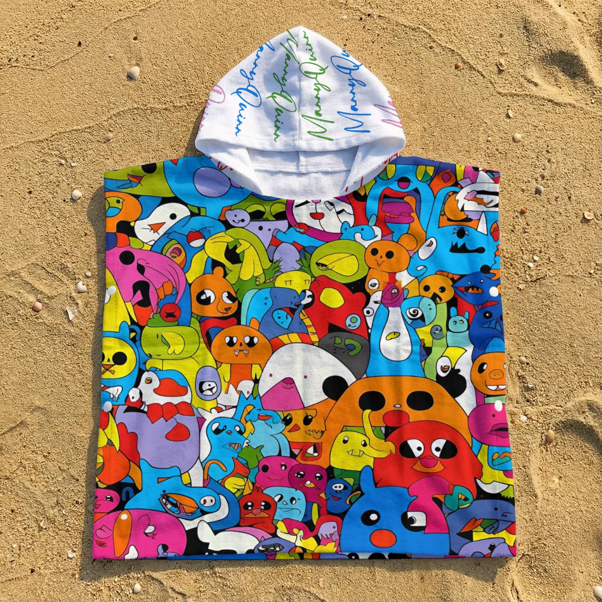 All-Over Print Kid's Hooded Towel Poncho