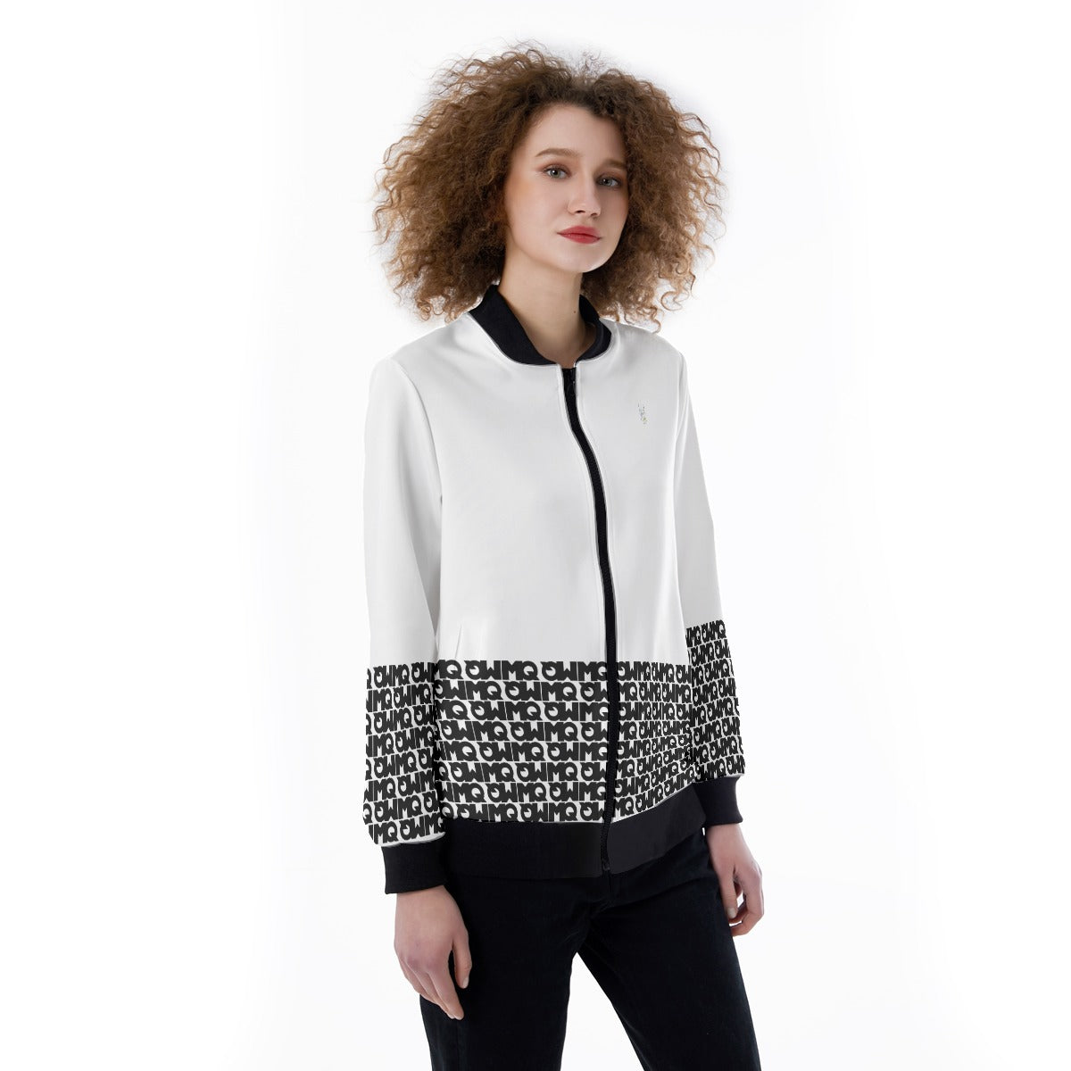 All-Over Print Women's Ribbed Stand-up Collar Jacket