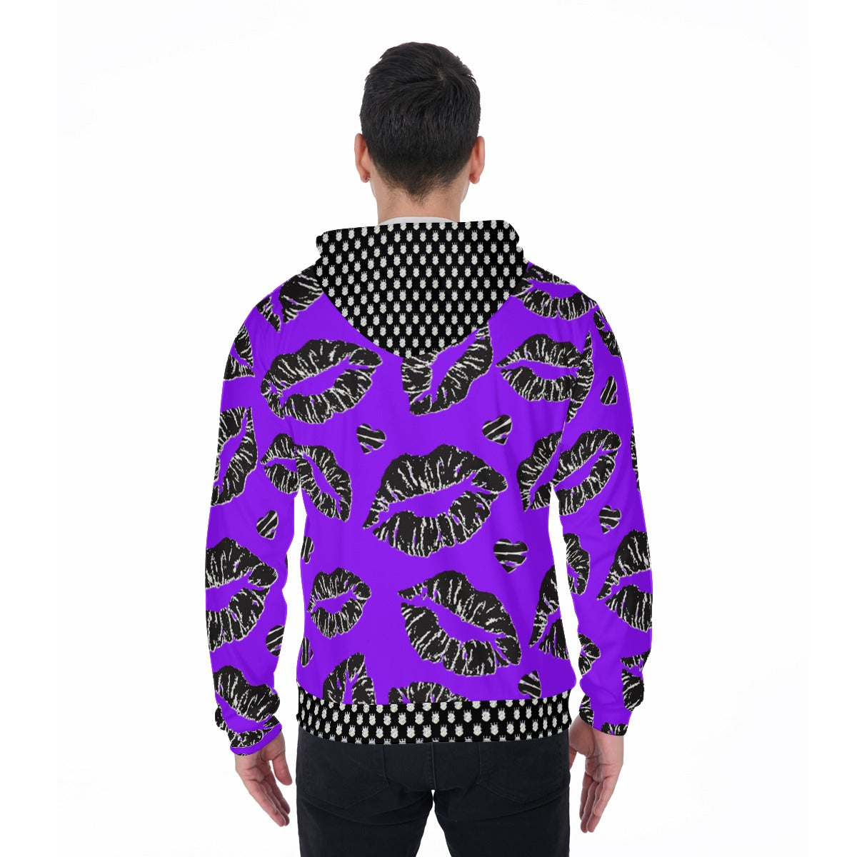 All-Over Print Zip Up Hoodie With Pocket