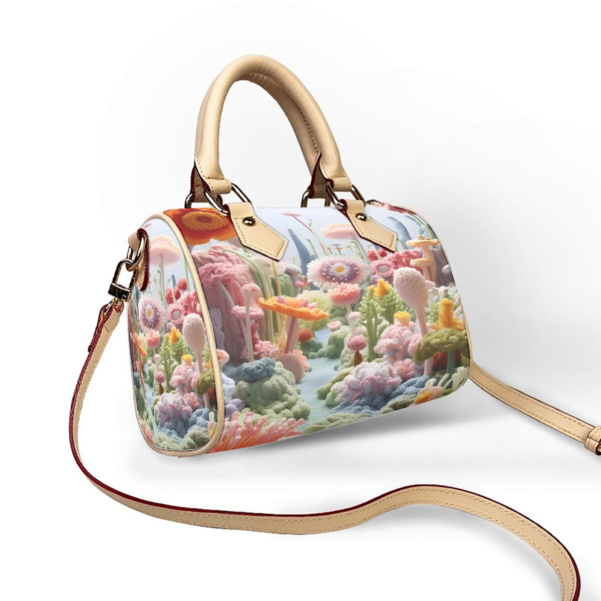 Classic Barrel-Shaped PU Leather Handbag